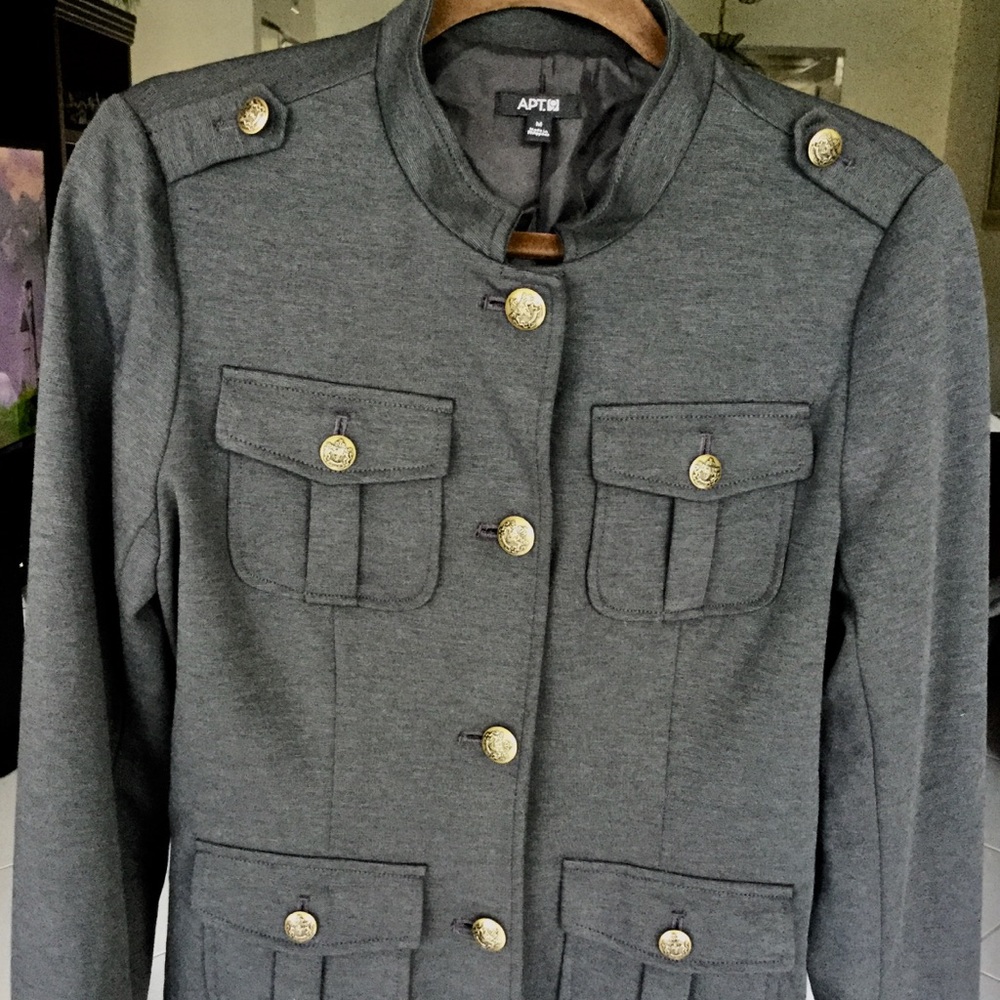 Apt 9 Dark Gray Military Blazer